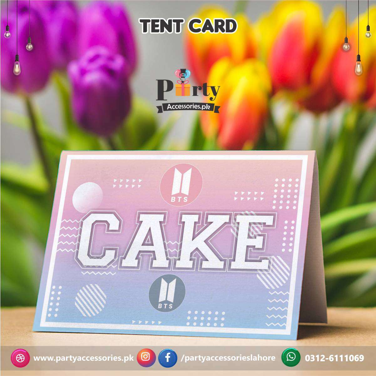 table tent cards in BTS theme 