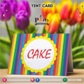 rainbow theme table tent cards