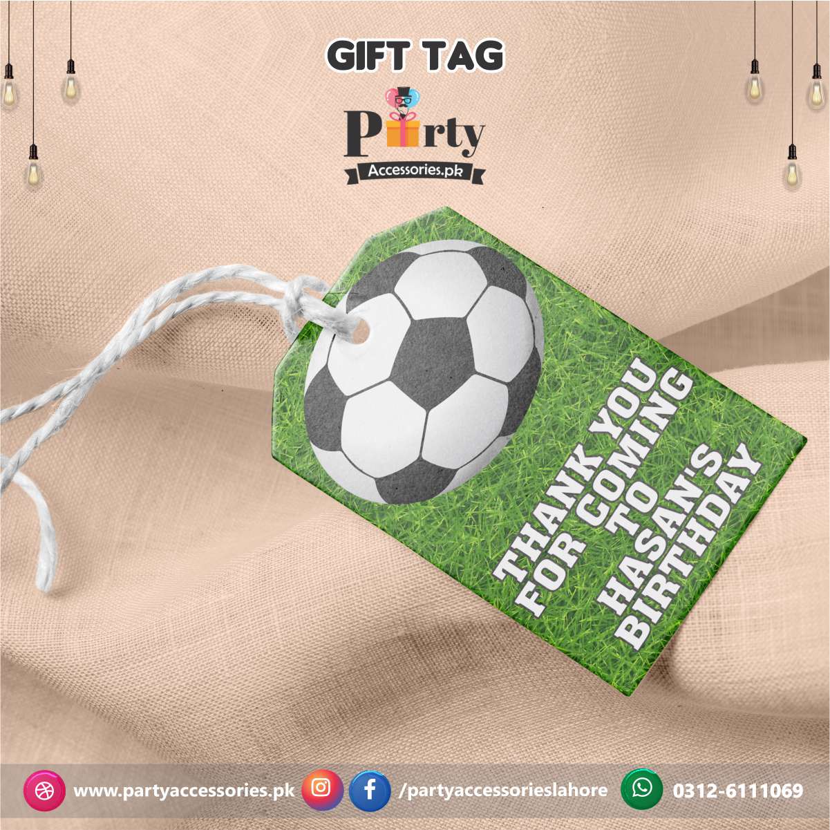 Gift / Thank you tags in Football theme Birthday Party