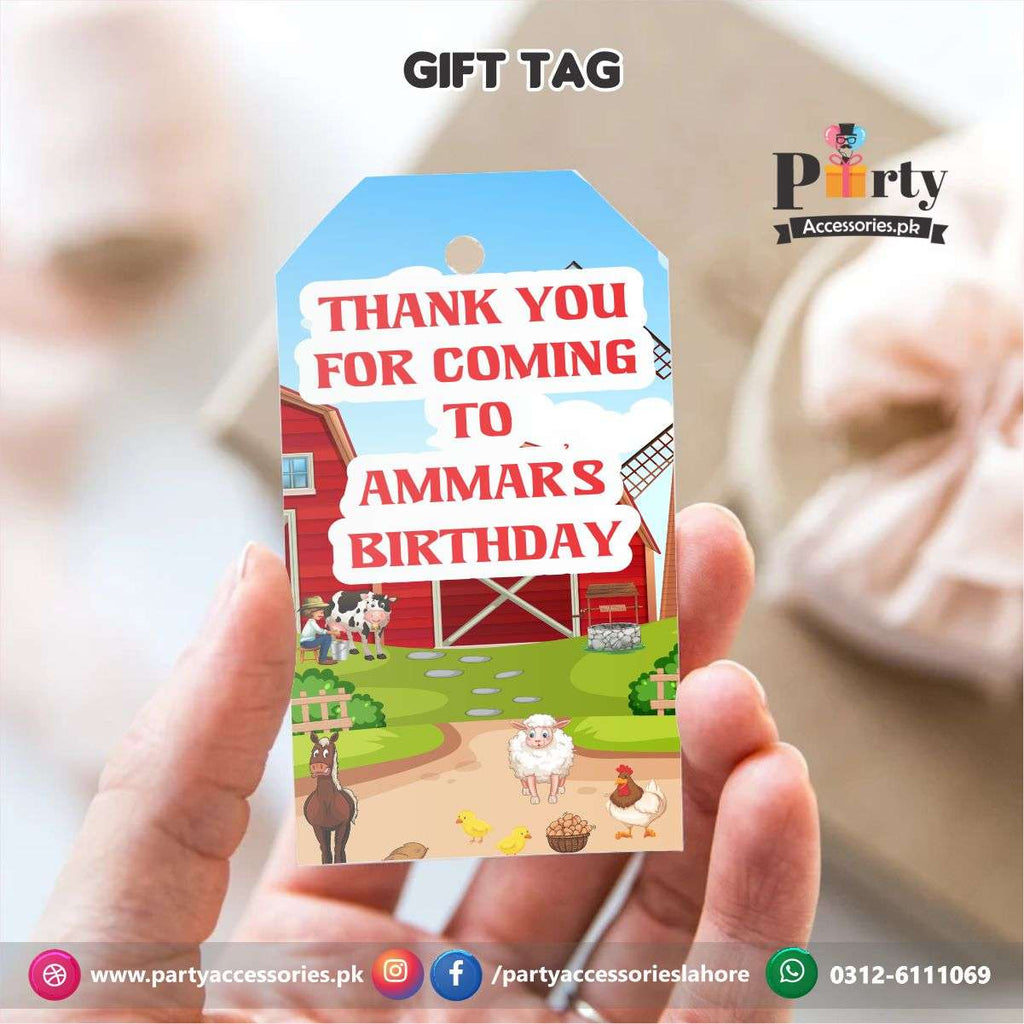 Customized Farm animals theme Party Gift / Thank you tags