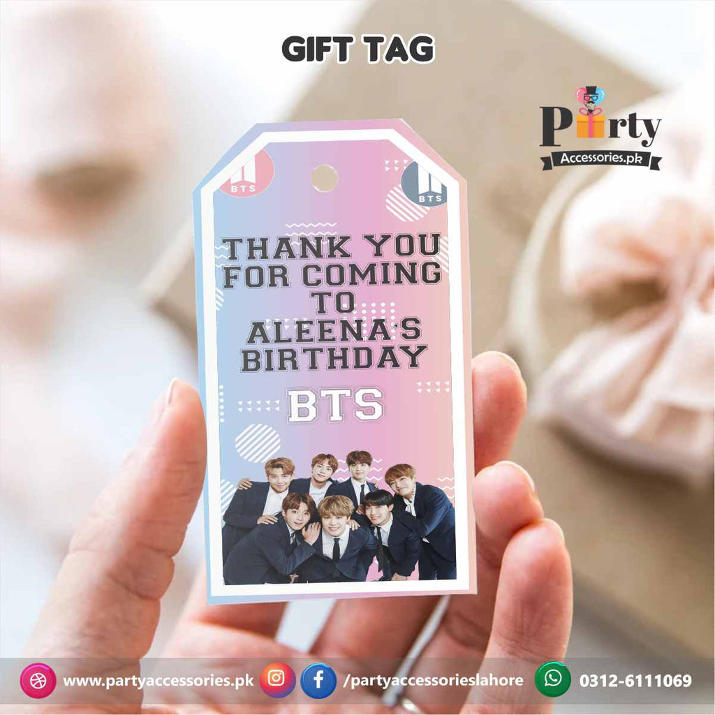 bts theme party gift tags