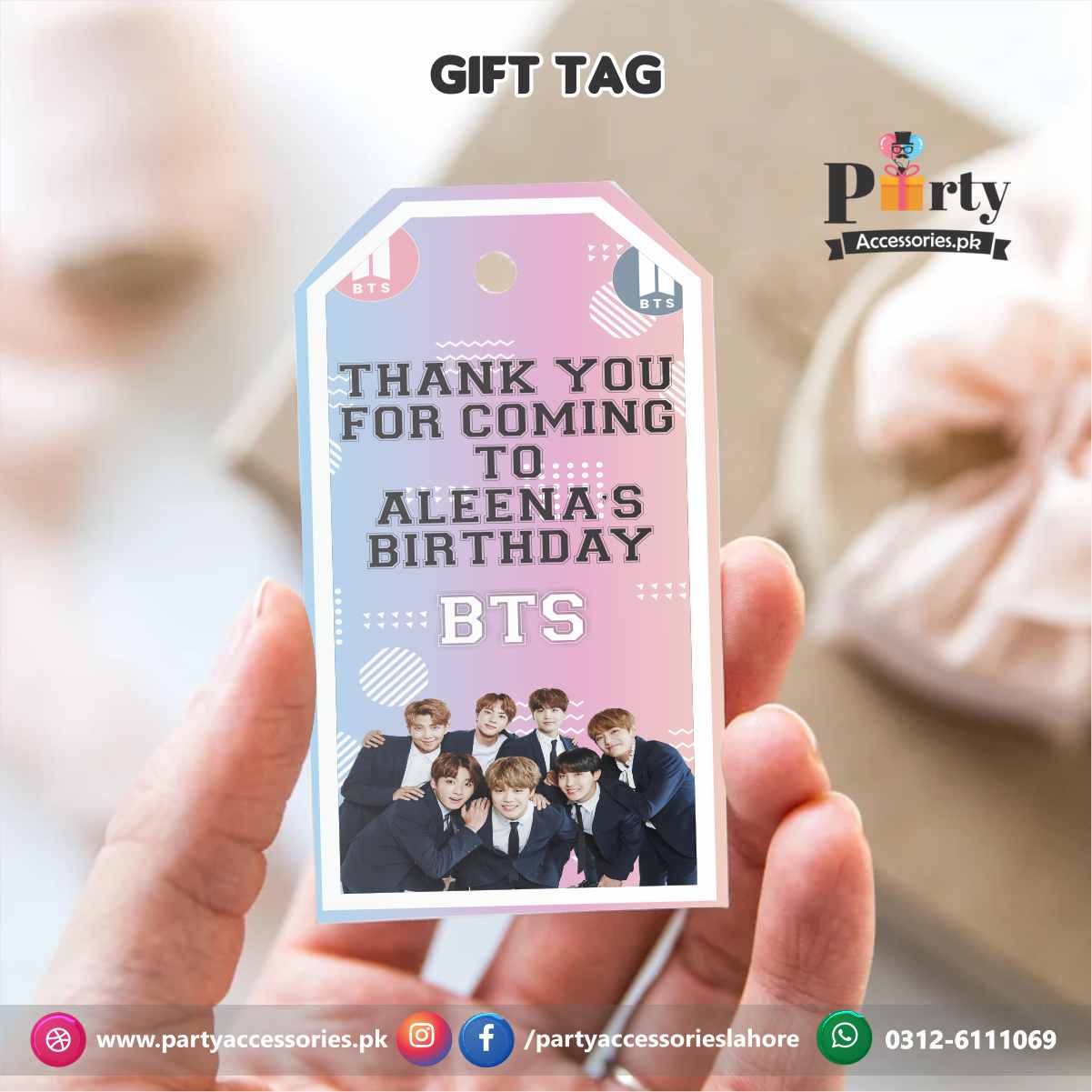 bts theme party gift tags