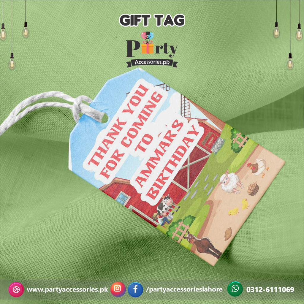 Customized Farm animals theme Party Gift / Thank you tags