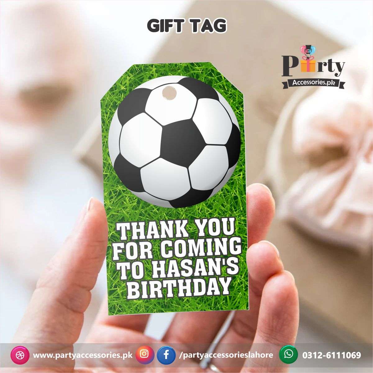 Gift / Thank you tags in Football theme Birthday Party
