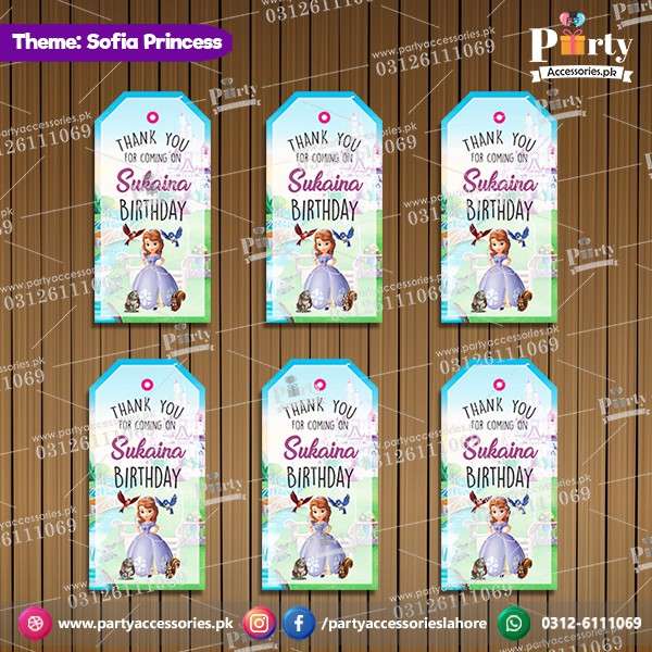 Customized Gift / Thank you tags in Sophia the first theme