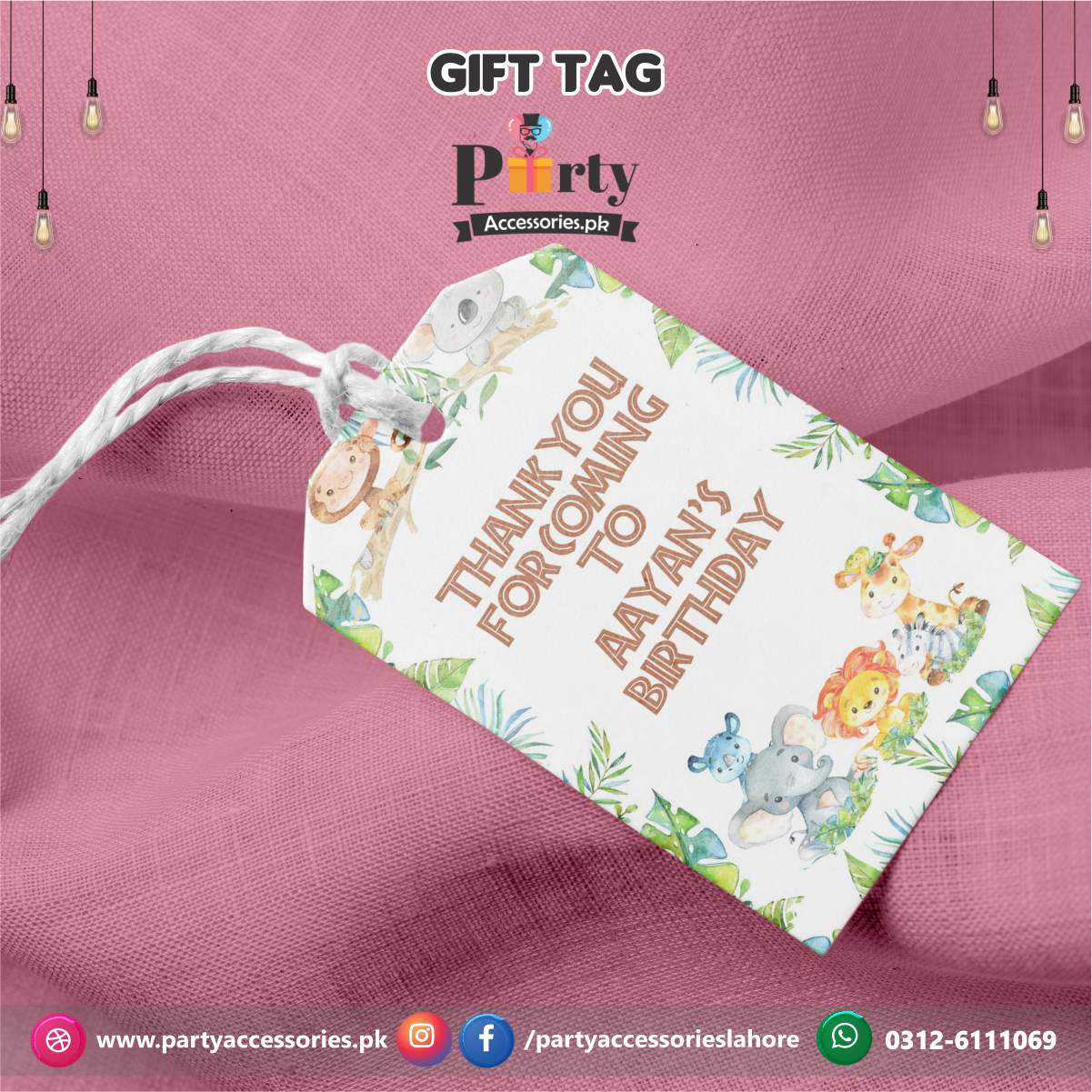 Customize Gift / Thank you tags in Wild One theme Birthday Party
