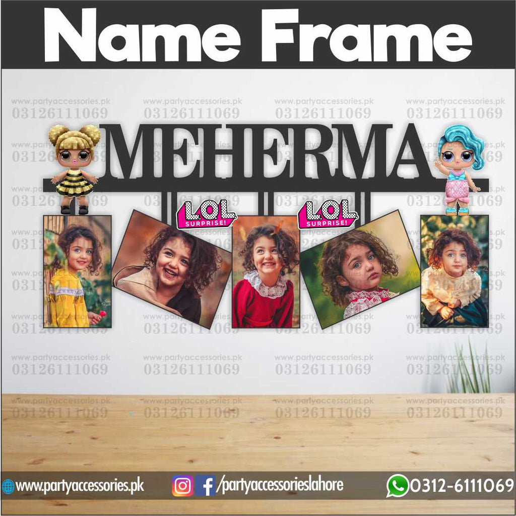 Customized Wall NAME frame in LOL Doll theme Birthday Party