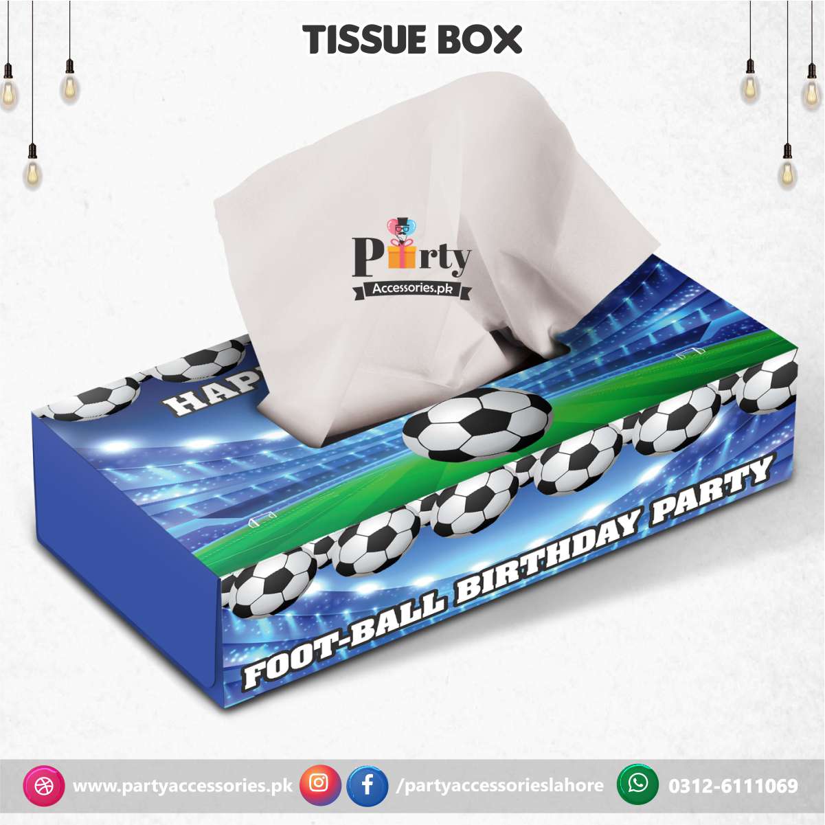 Customized Tissue Box in Football theme birthday table Décor