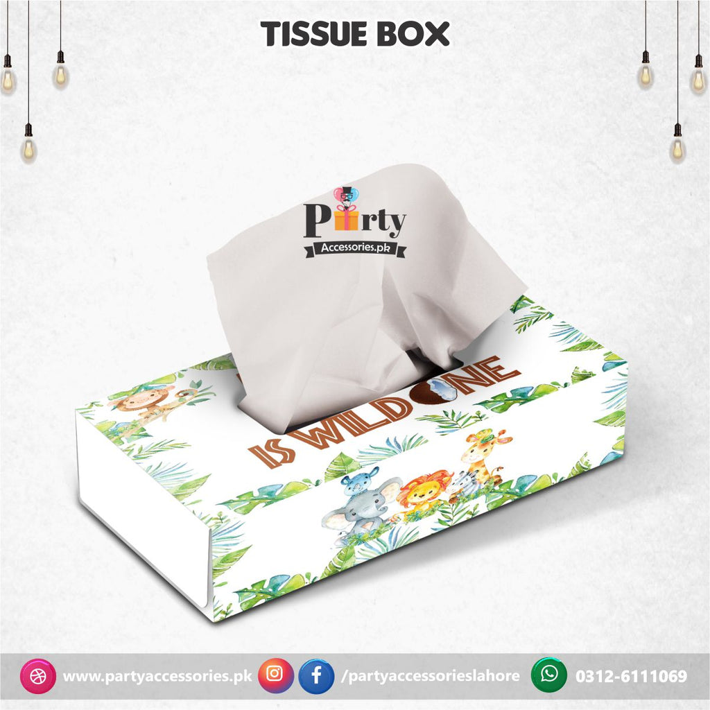 Customized Tissue Box in Wild One theme birthday table Décor