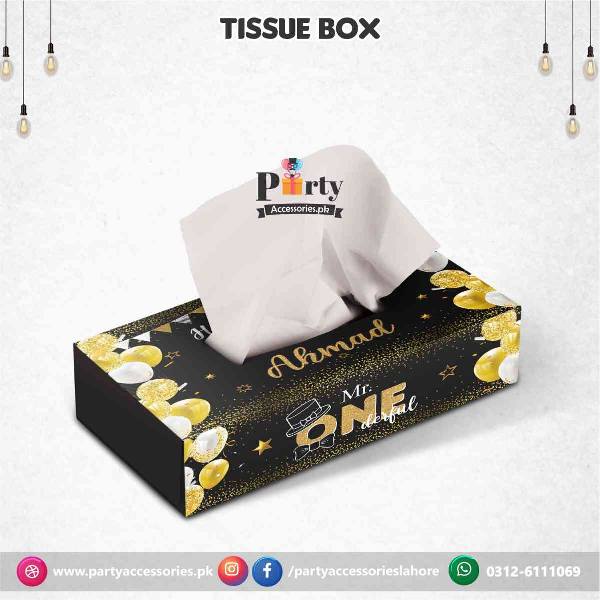 onederful birthday theme table decoration tissue box covers