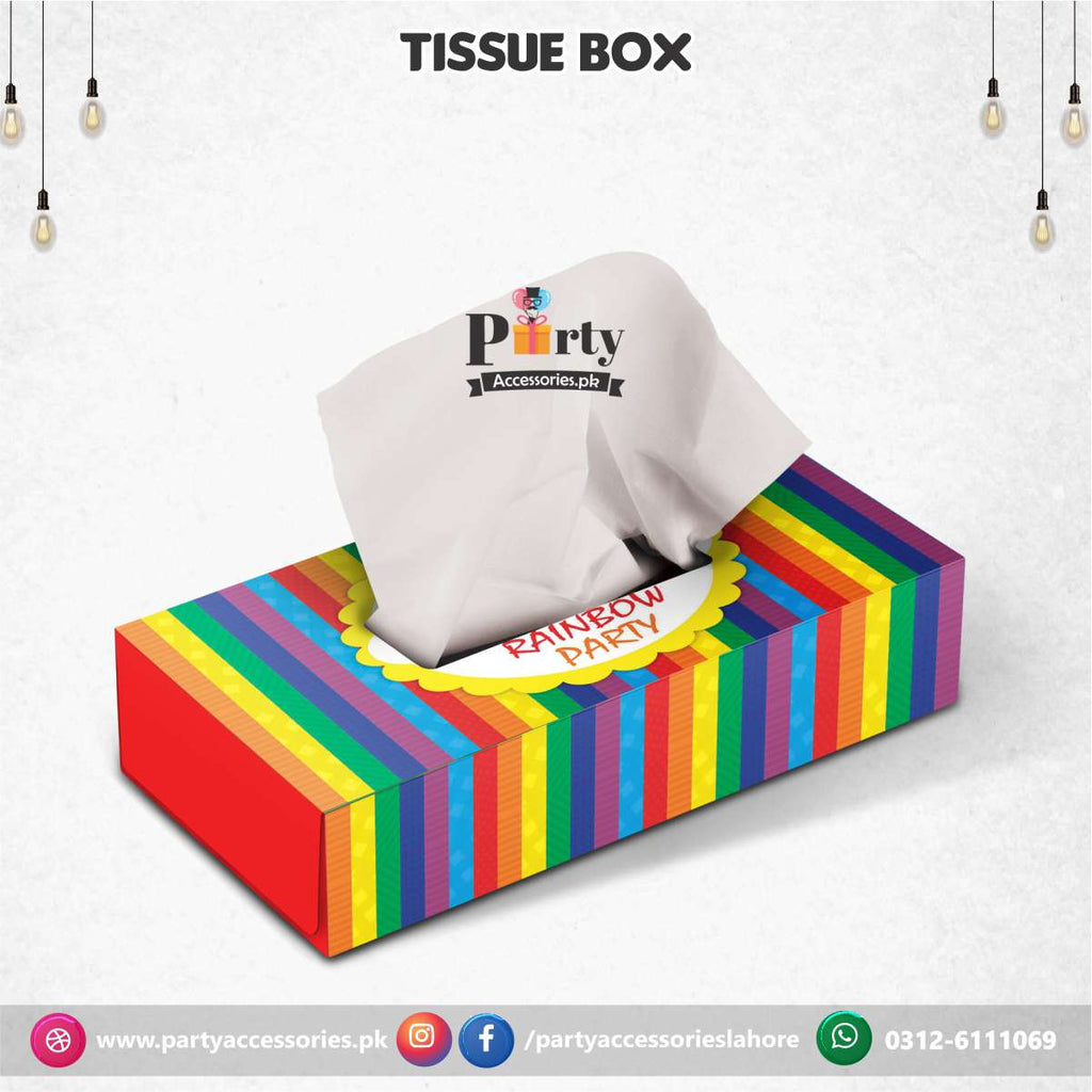 Rainbow theme birthday party Customized Tissue Box for table Décor