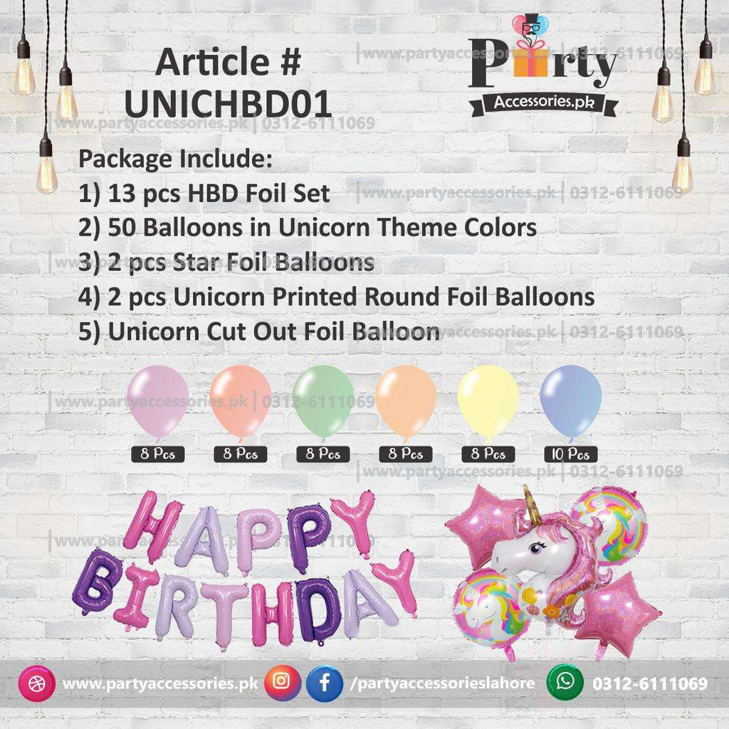 UNICORN theme birthday decoration balloons set