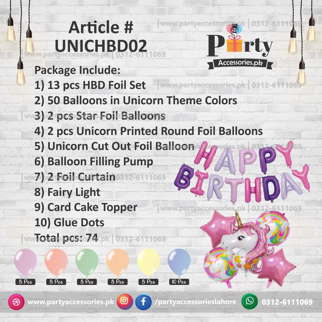 UNICORN theme birthday decoration set 