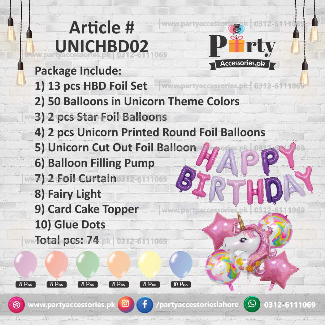 UNICORN theme birthday decoration set 