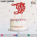 I LOVE YOU Red Glitter cake topper