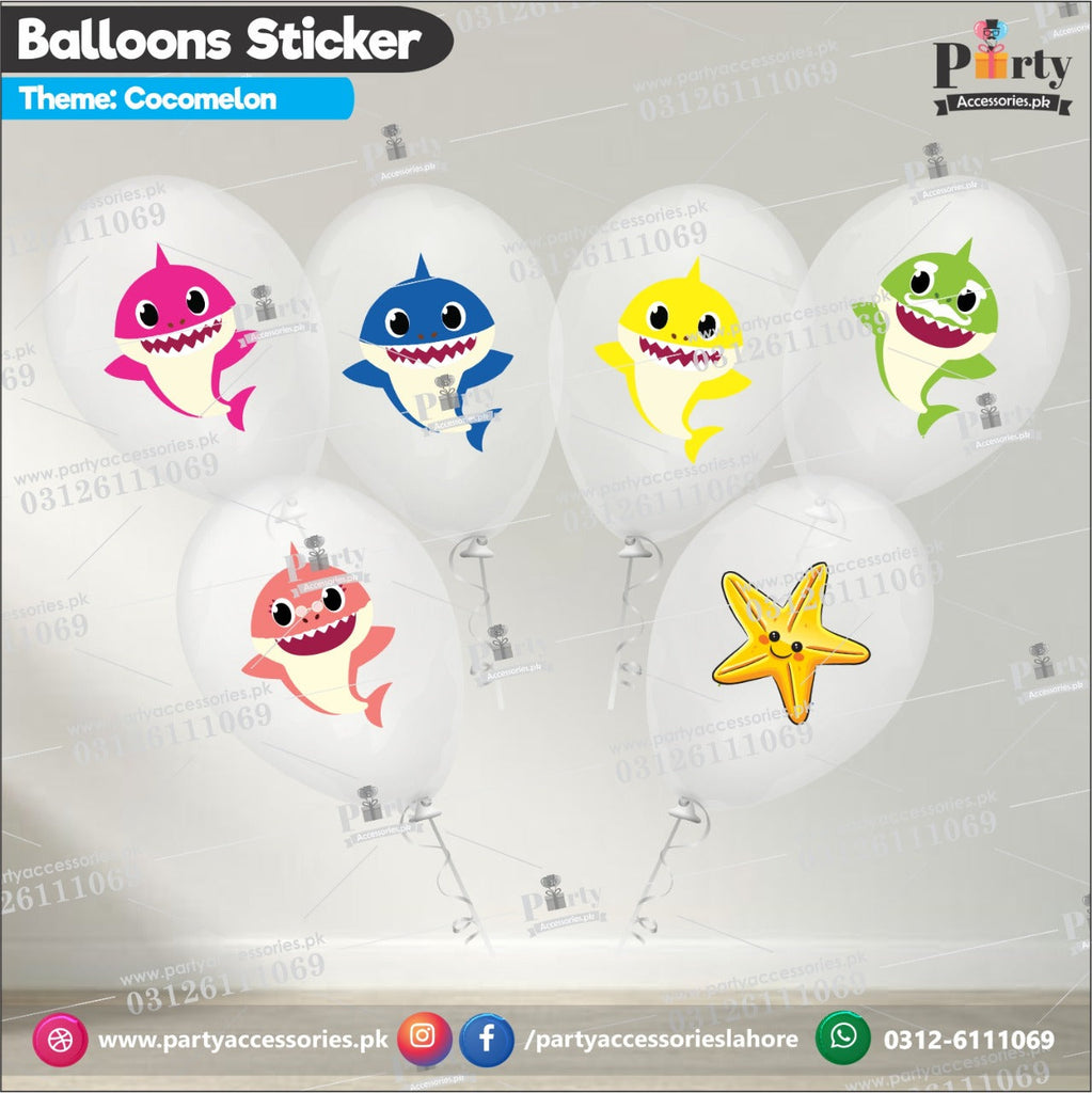 Baby Shark theme transparent balloons with stickers 