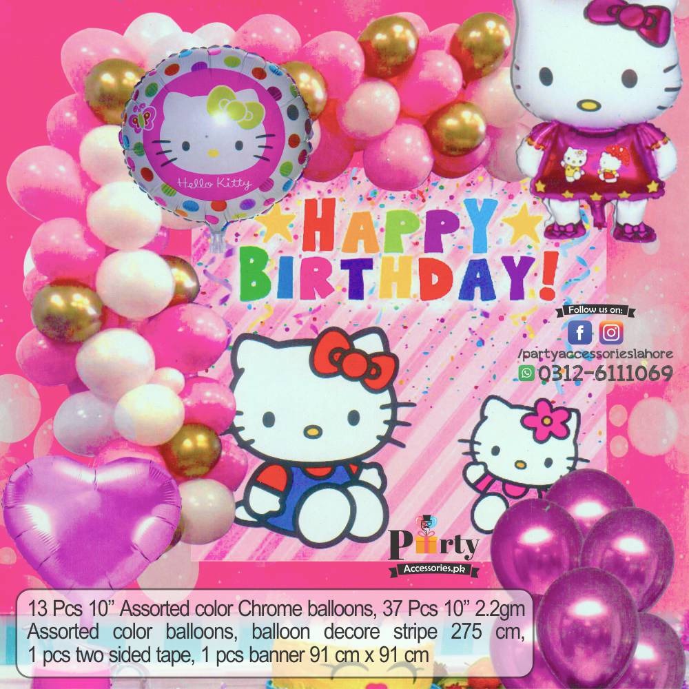Hello kitty birthday theme party decorations set garland backdrop kit