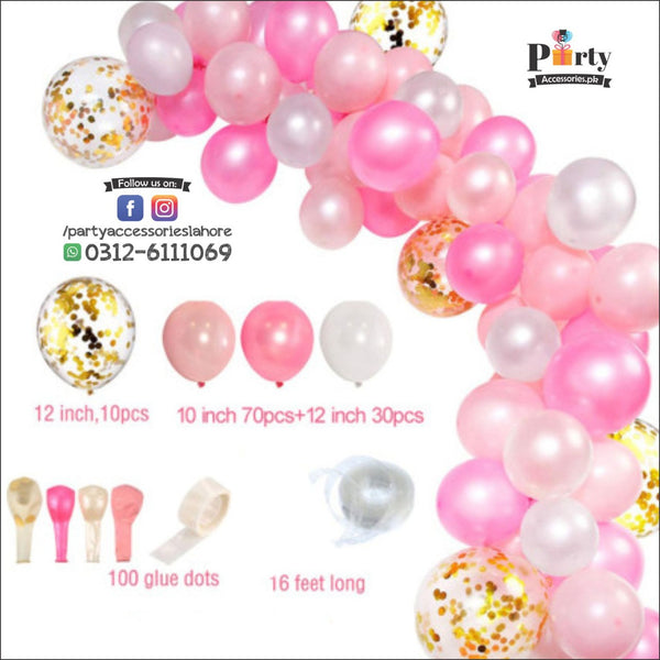 Balloon Arch Set kit DIY Pink and golden confetti