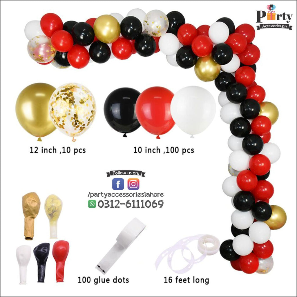 Balloon Arch Set Garland kit DIY Red, Black and golden confetti