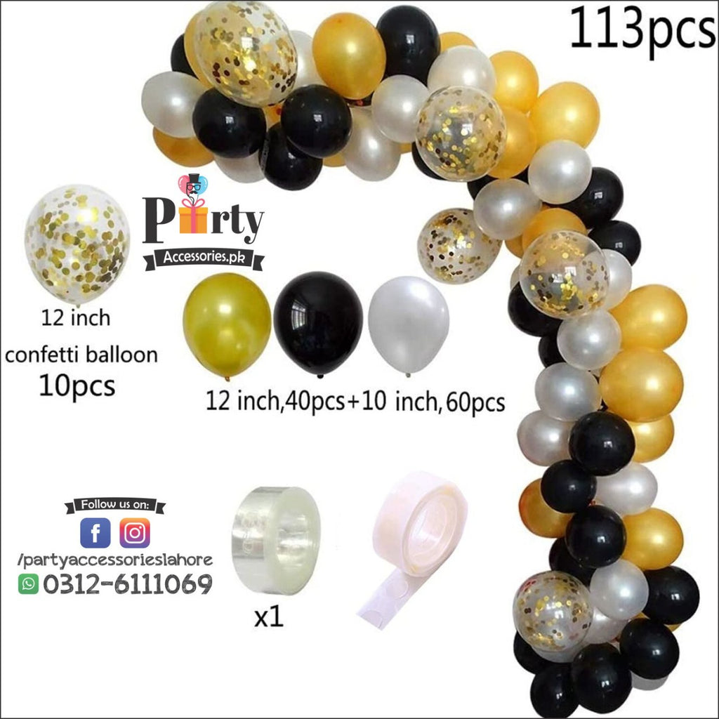 Balloon Arch Set Garland kit DIY Black and golden confetti