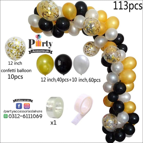 Balloon Arch Set Garland kit DIY Black and golden confetti