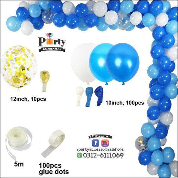 Balloon Arch Set kit DIY Blue and golden confetti