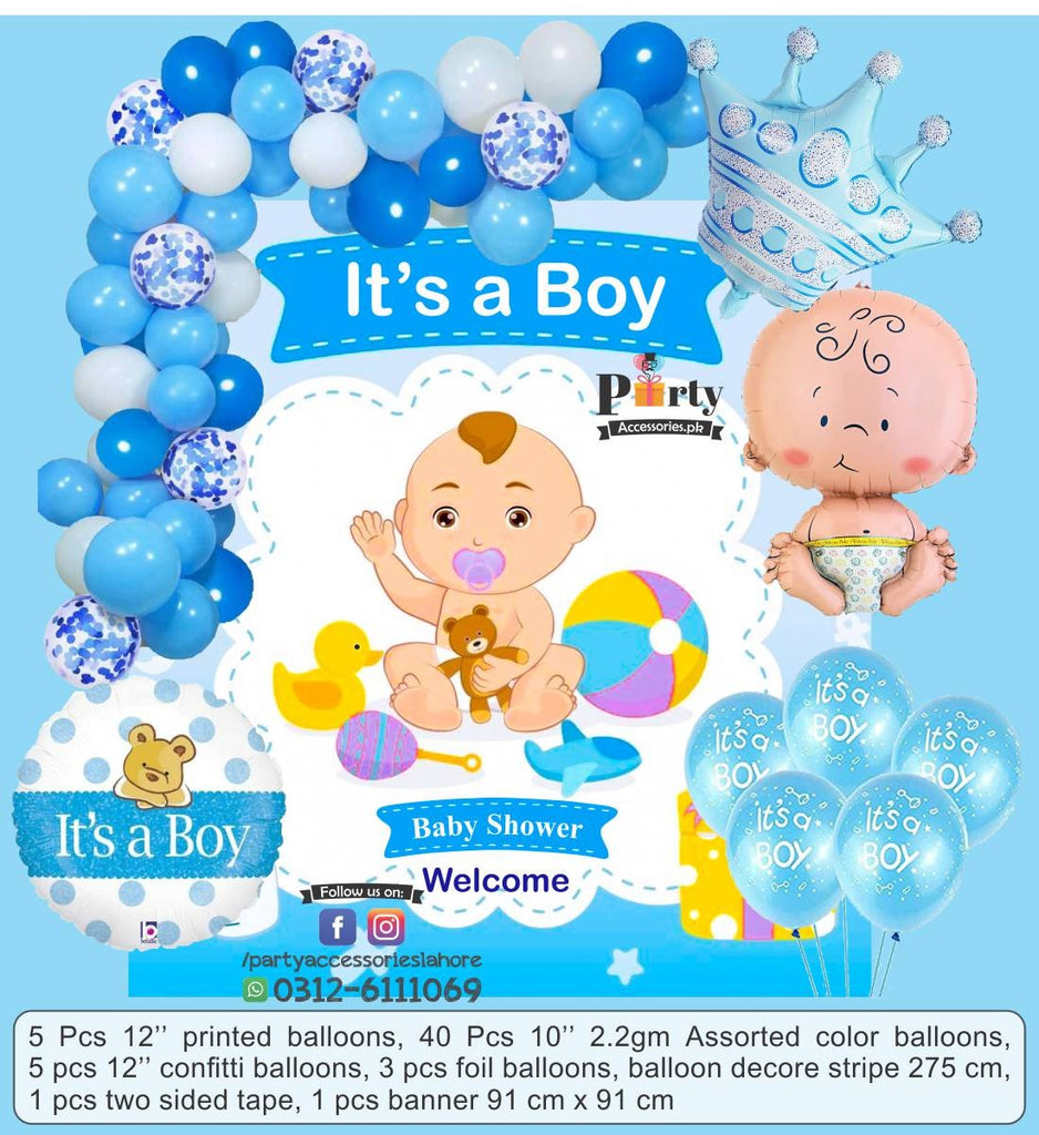 Baby Shower Decorations For Boy, Baby Shower Decoration Boy With Baby Shower  Boy Set, Blue Decoration Baby Shower Boy Balloons, Its A Boy Banner, Baby