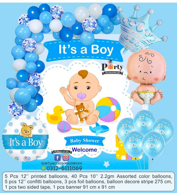 Baby Shower Decorations for Boy Girl New Born Baby 4 Baby Shower Boxes 60  Balloons 4 String LED Lights Boy Baby Shower Decorations -  Denmark