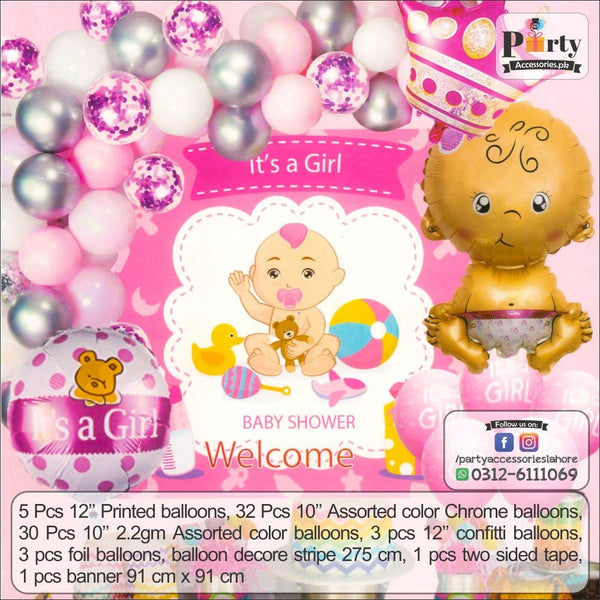 Welcome baby Girl baby shower theme party decorations set garland backdrop kit