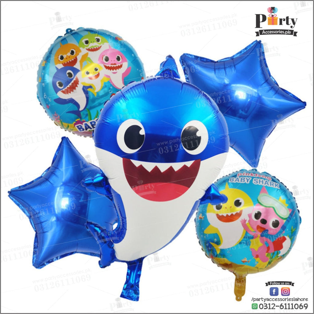 Baby Shark theme birthday foil balloons set