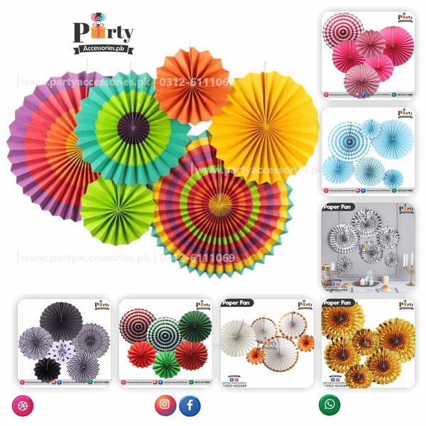 Paper Fan Wall decoration sets in assorted colors hand crafted backdrop
