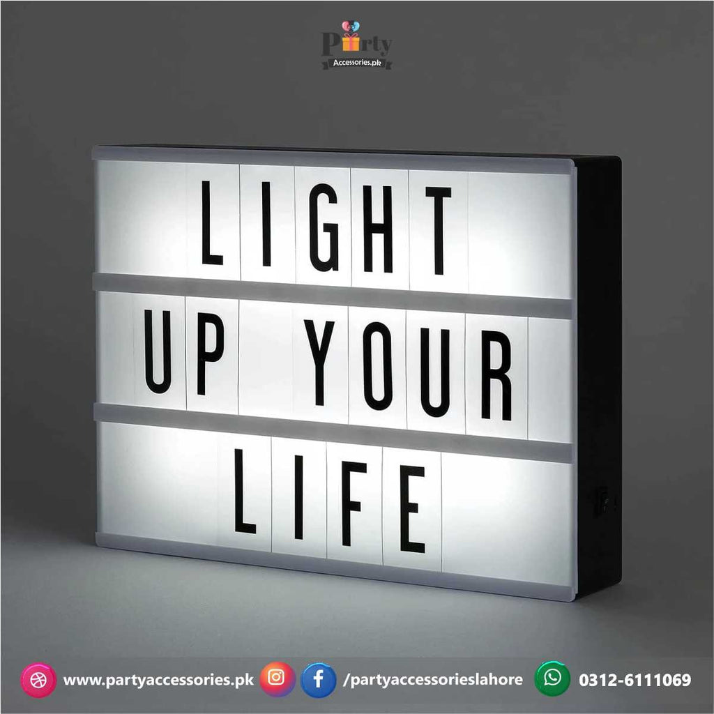 Cinematic LED letters light box | A4 size – PartyAccessories.pk
