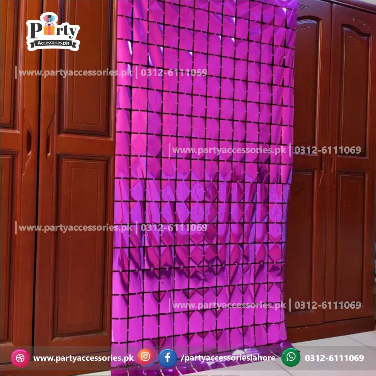 Square Box shape metallic tinsel fringe foil curtain party backdrop ...