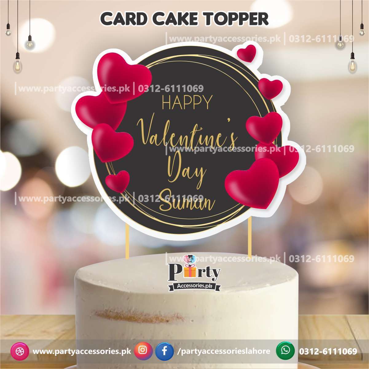 valentine day cake topper