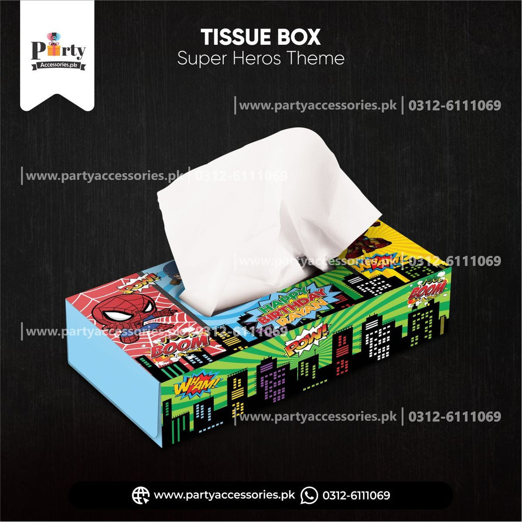 Customized Tissue Box in Superheros theme birthday