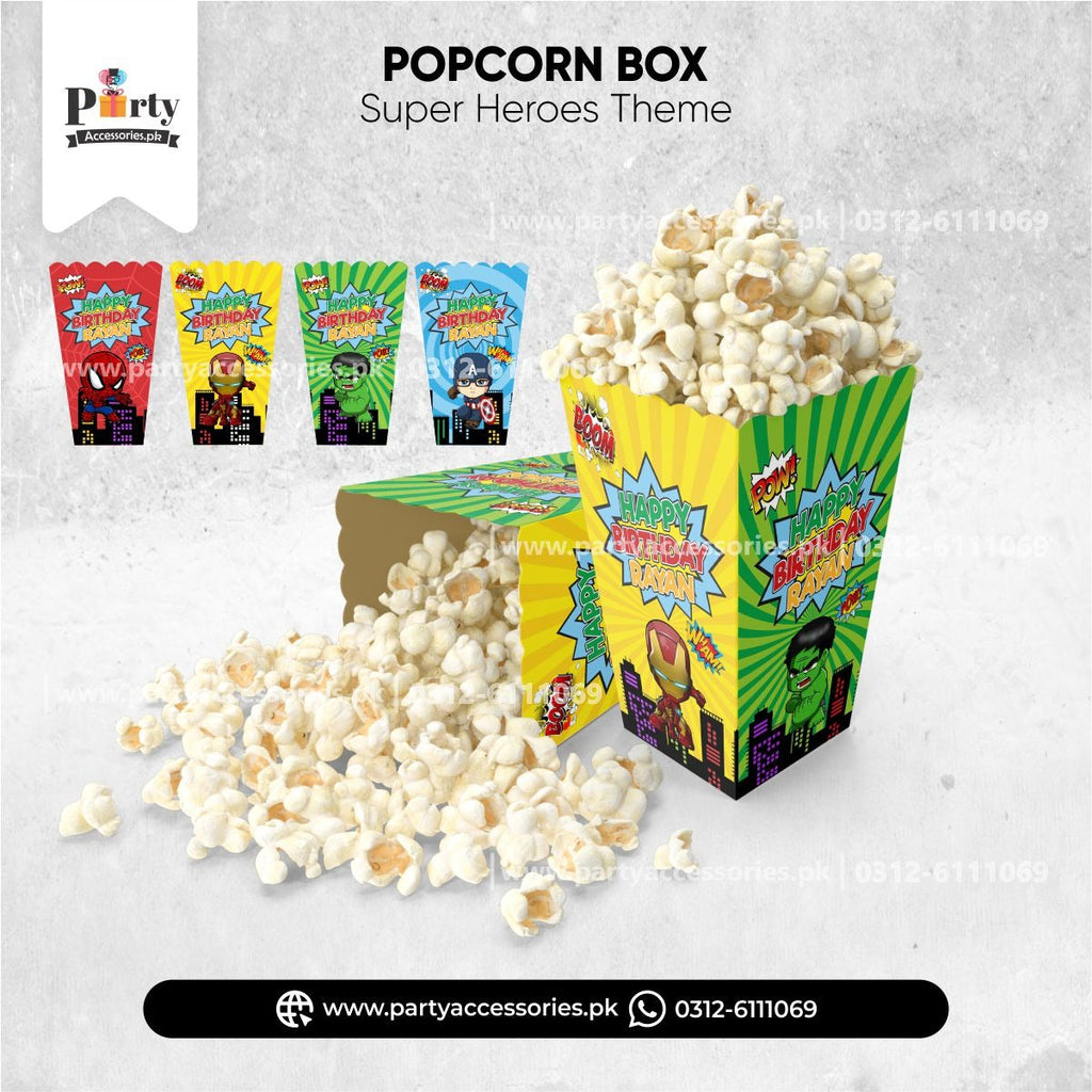 Popcorn boxes for Super heroes avengers themed birthday