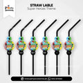 Superheroes shower straw with tags