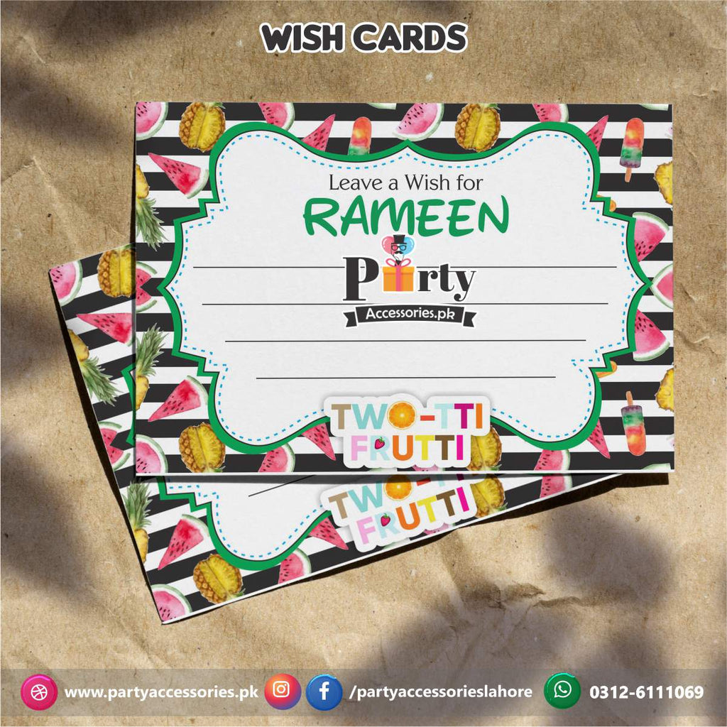 Wish cards in Tutti Fruiti theme Birthday Party