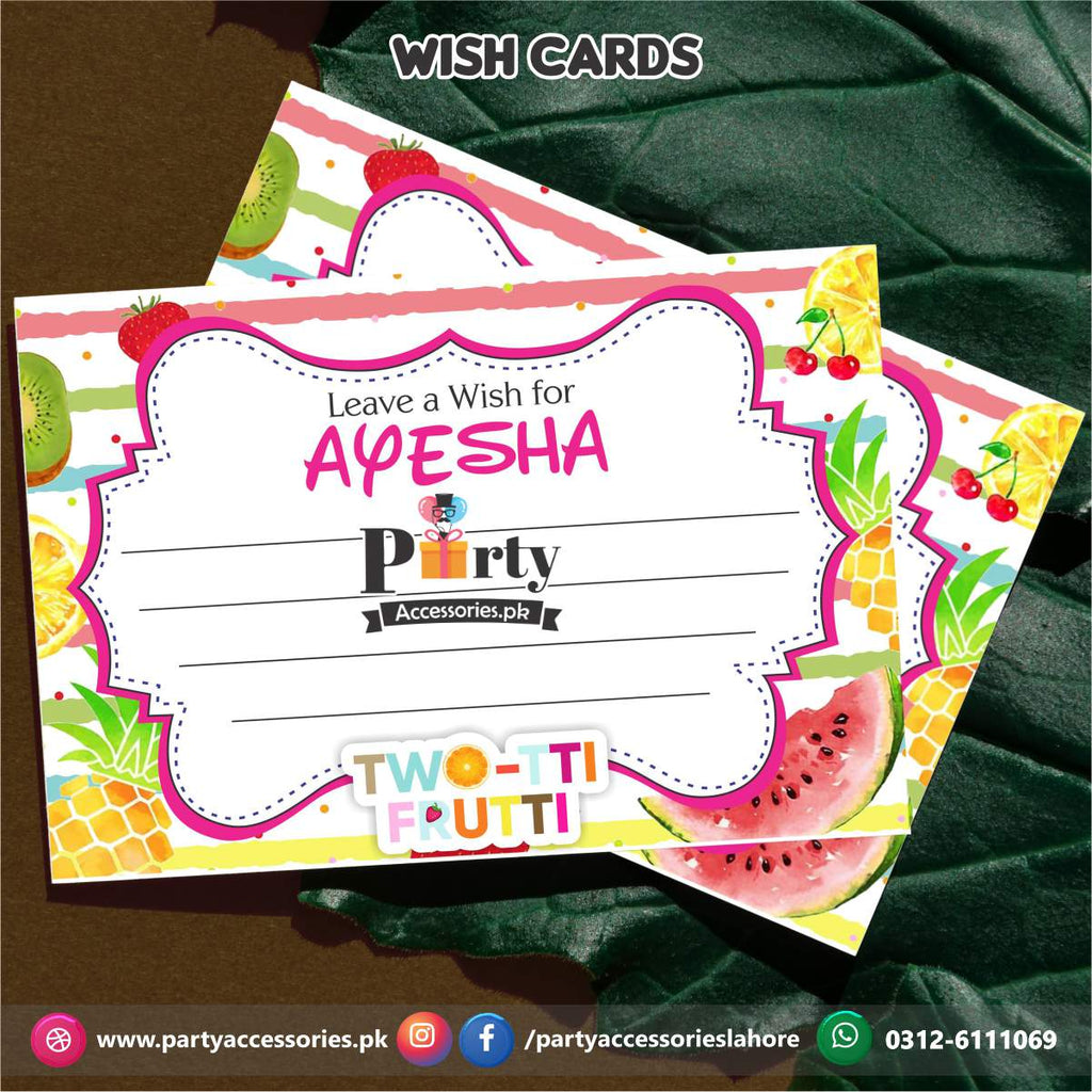 Customize Wish cards in Tutti Fruiti theme Birthday Party