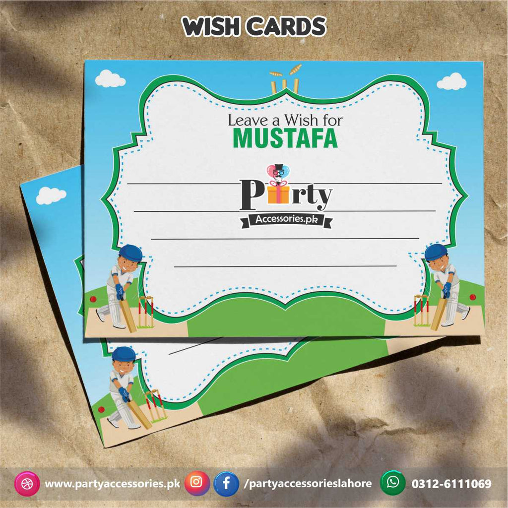 Cricket theme party wish cards 