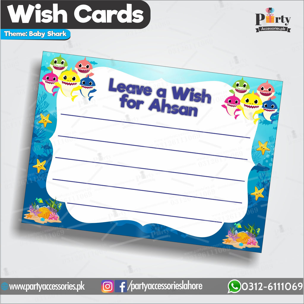 Customized wish cards in Baby shark theme