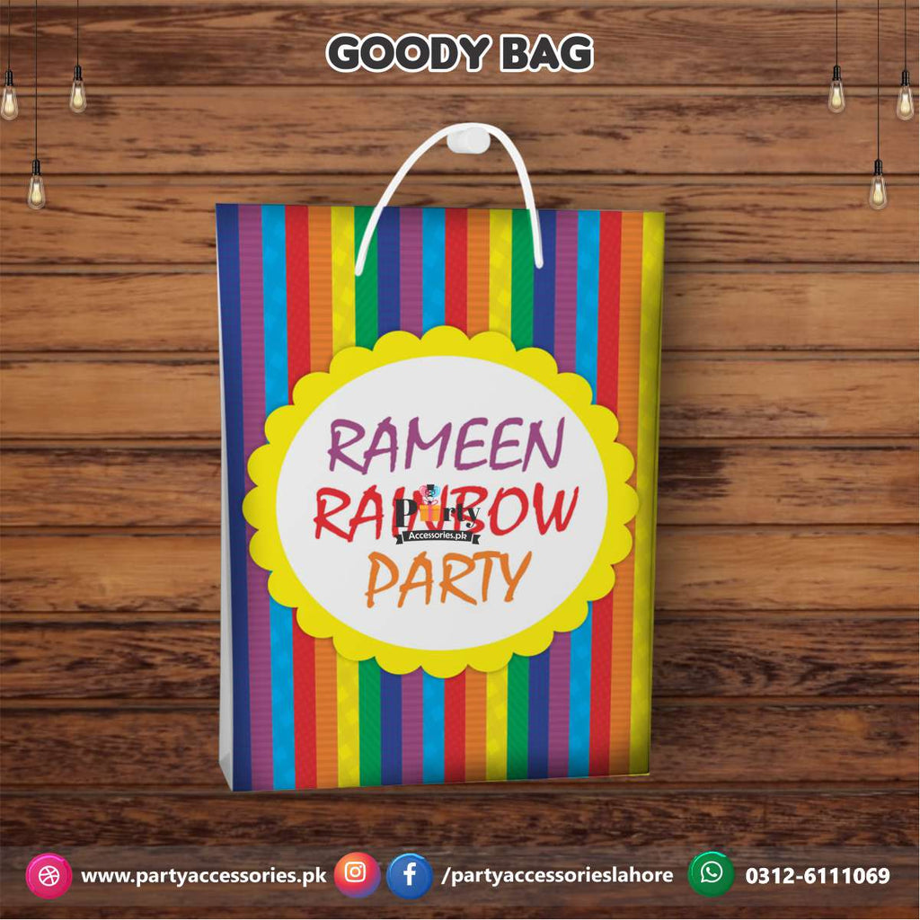 rainbow theme birthday party goody favor bag