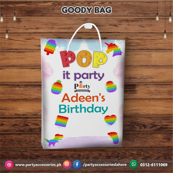 Customized Pop It Party birthday theme Goody Bags / favor bags 6 pcs pack