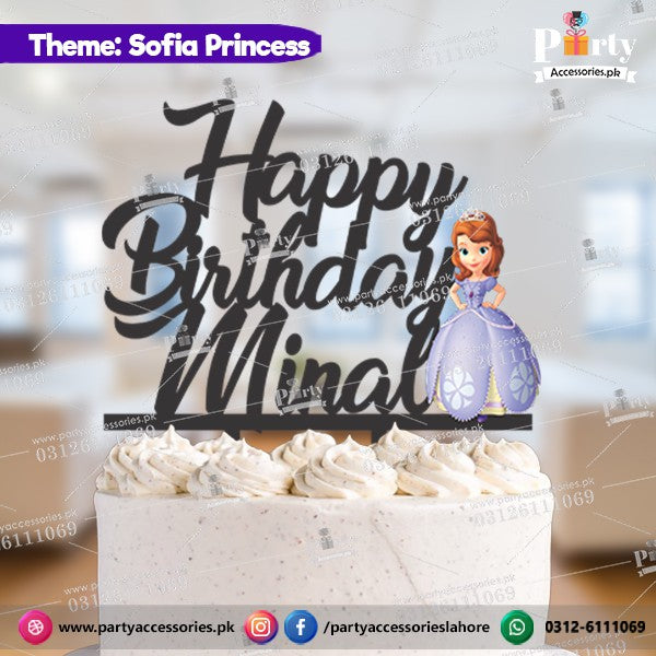 Sofia the first Princess theme cake topper customized on wood
