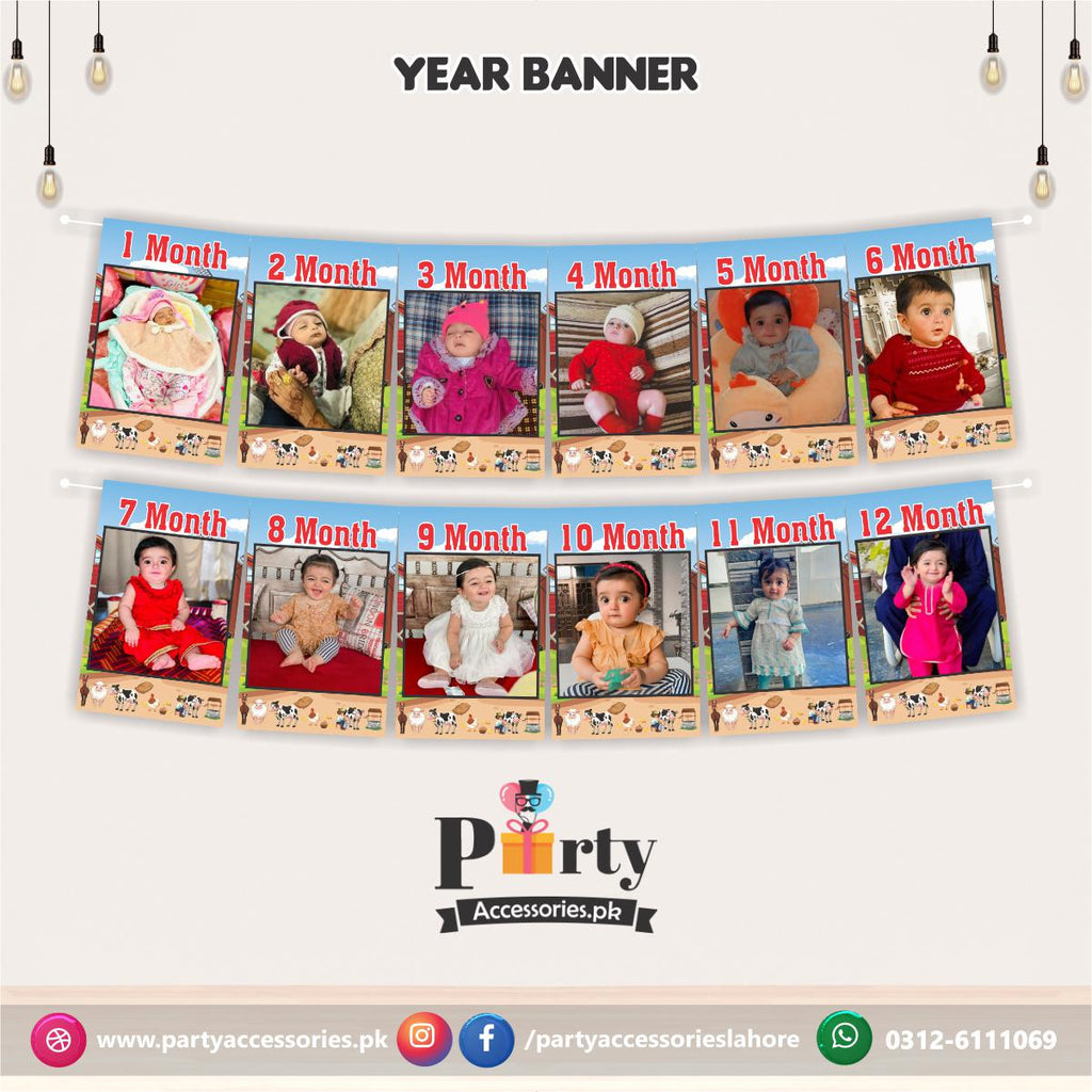 Customized Month wise year Picture banner in Farm animals theme