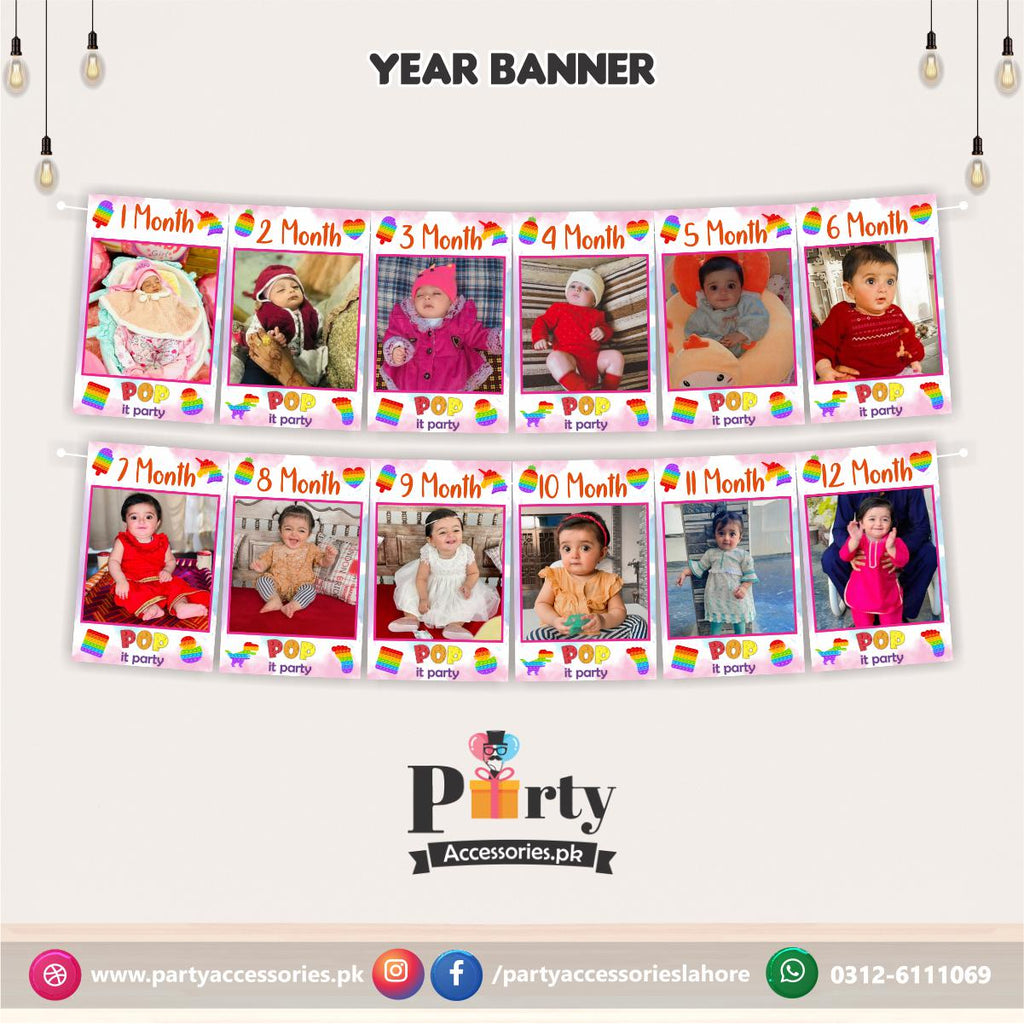 Customized Month wise year Picture banner in Pop It Party theme