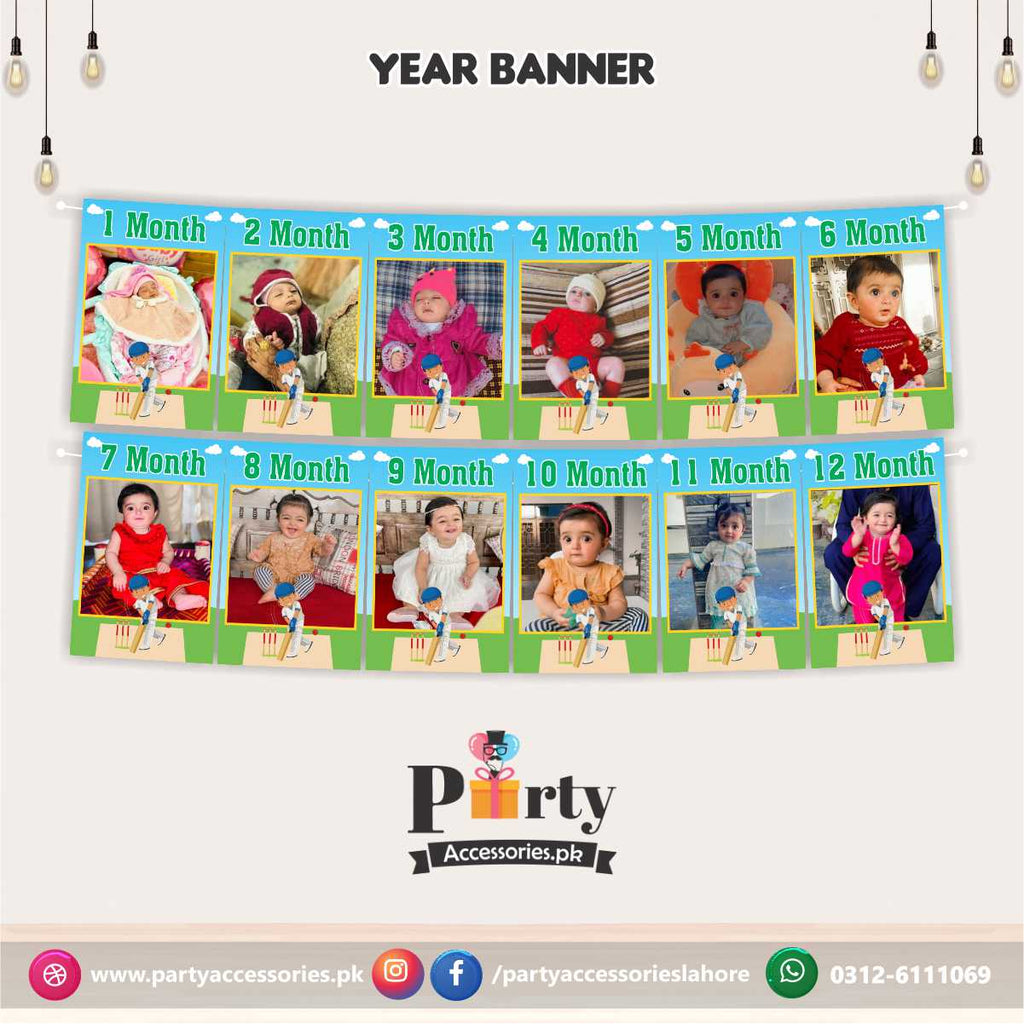 Customized Month wise year Picture banner in Cricket theme