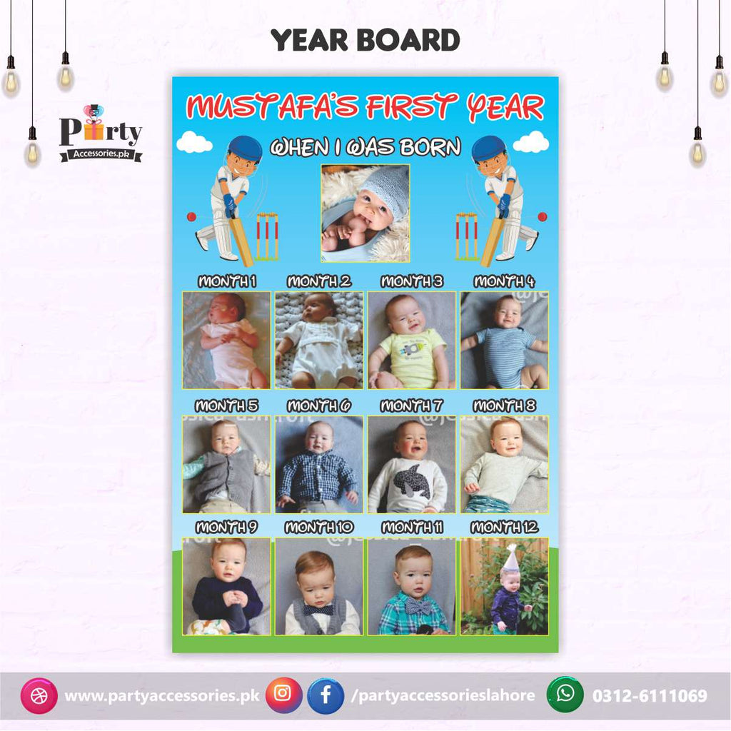 Customized Month wise year Picture board in Cricket theme