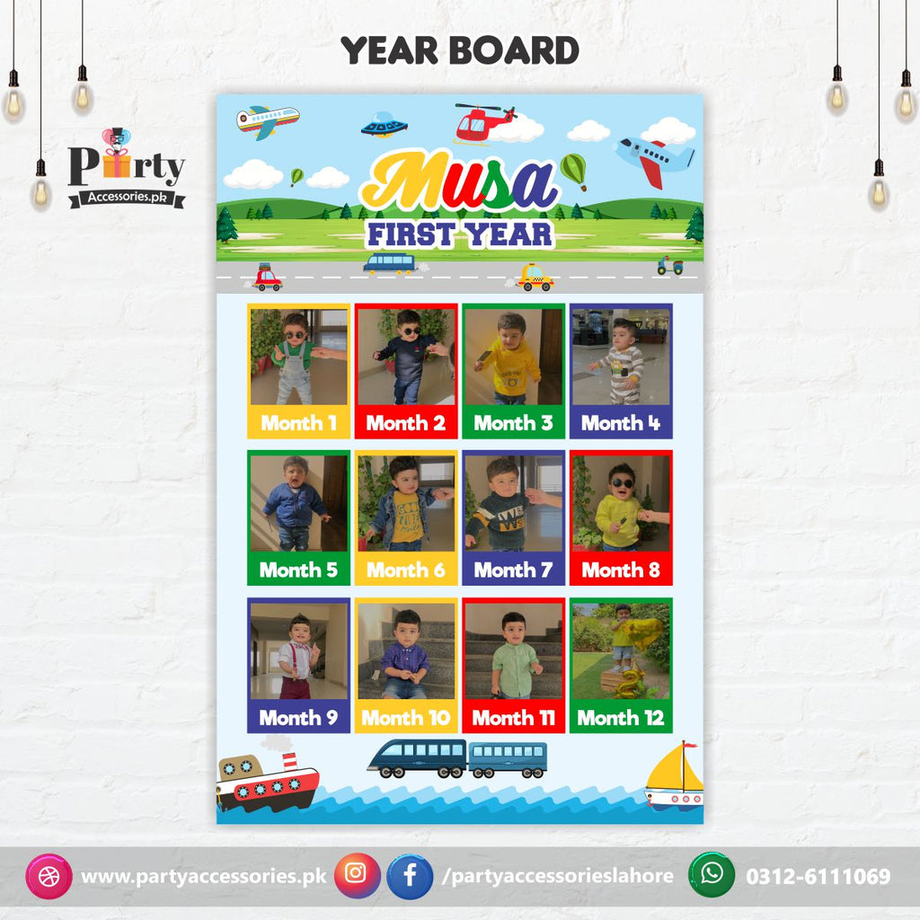 Customized Month wise year Picture board in Transport Theme (year board)