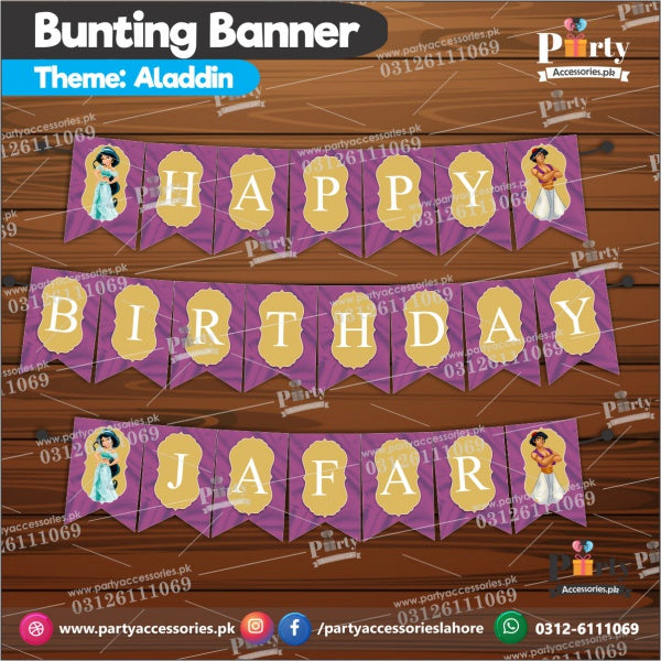 Customized Aladdin Princess theme Birthday Bunting Banner for Birthday